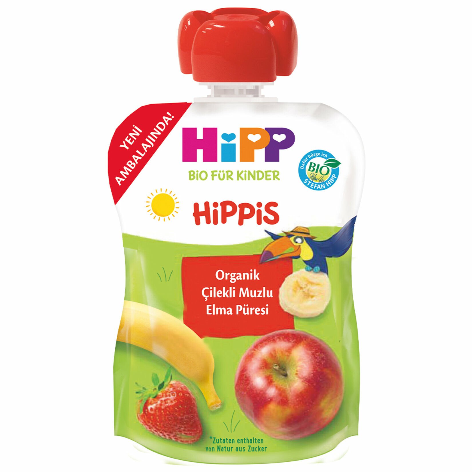 Hipp Organik Çilekli & Muzlu Elma Püresi 100 gr