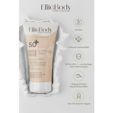 Elitebody Renksiz Yüz Güneş Kremi SPF50+ 50 ml