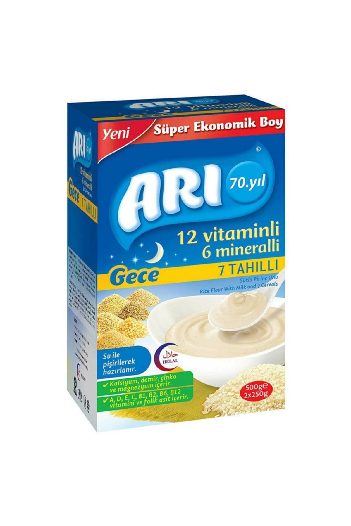 Arı Mama Gece 7 Tahıllı 12 Vitamin 6 Mineralli Pirinç Unu 500 gr