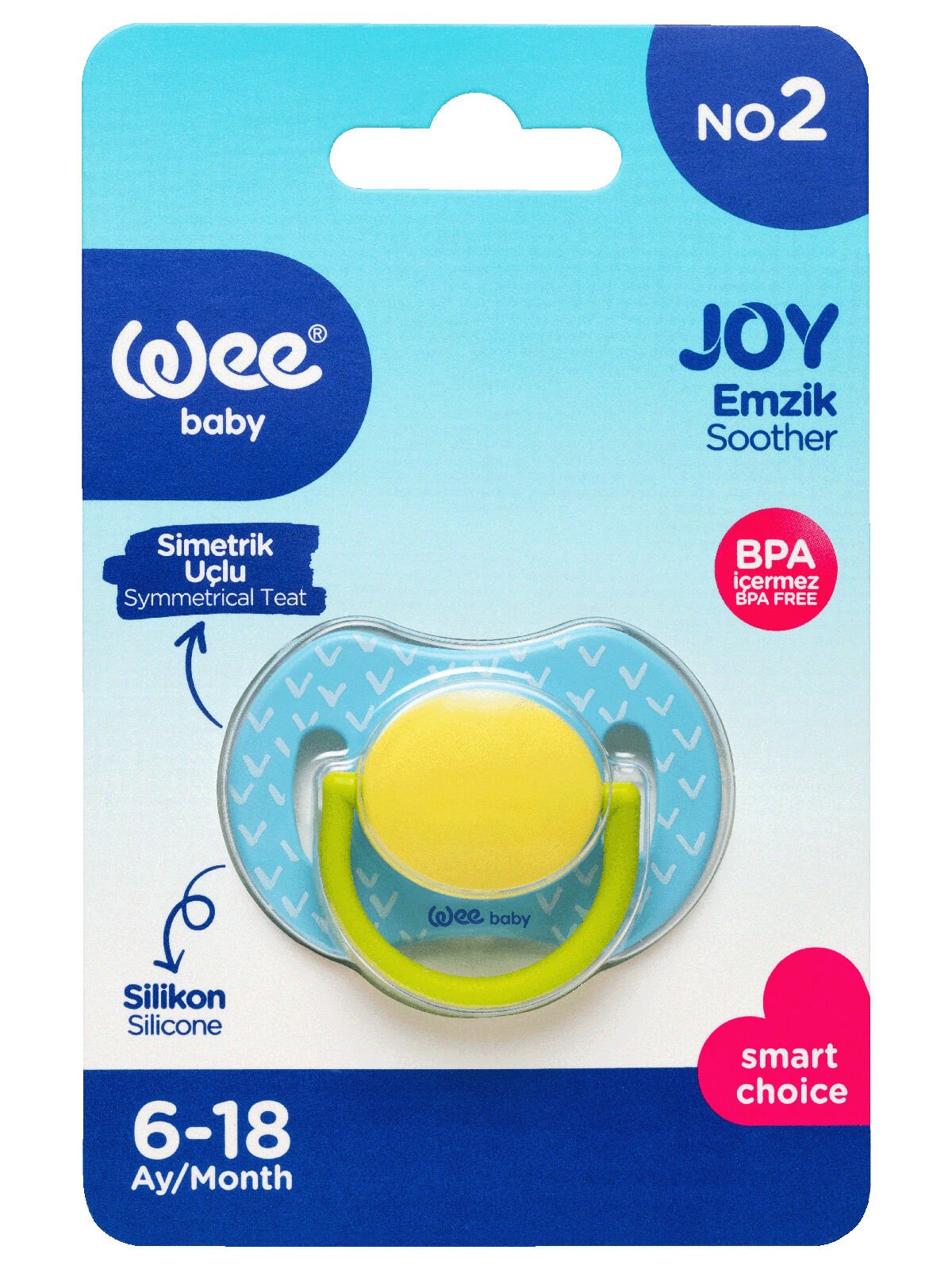 Wee Baby Joy Simetrik Uçlu Emzik No:2 Mavi