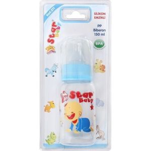 Star Baby Anne Sütü Beslenme Kaşıklı Pembe PP Biberon 150 ml