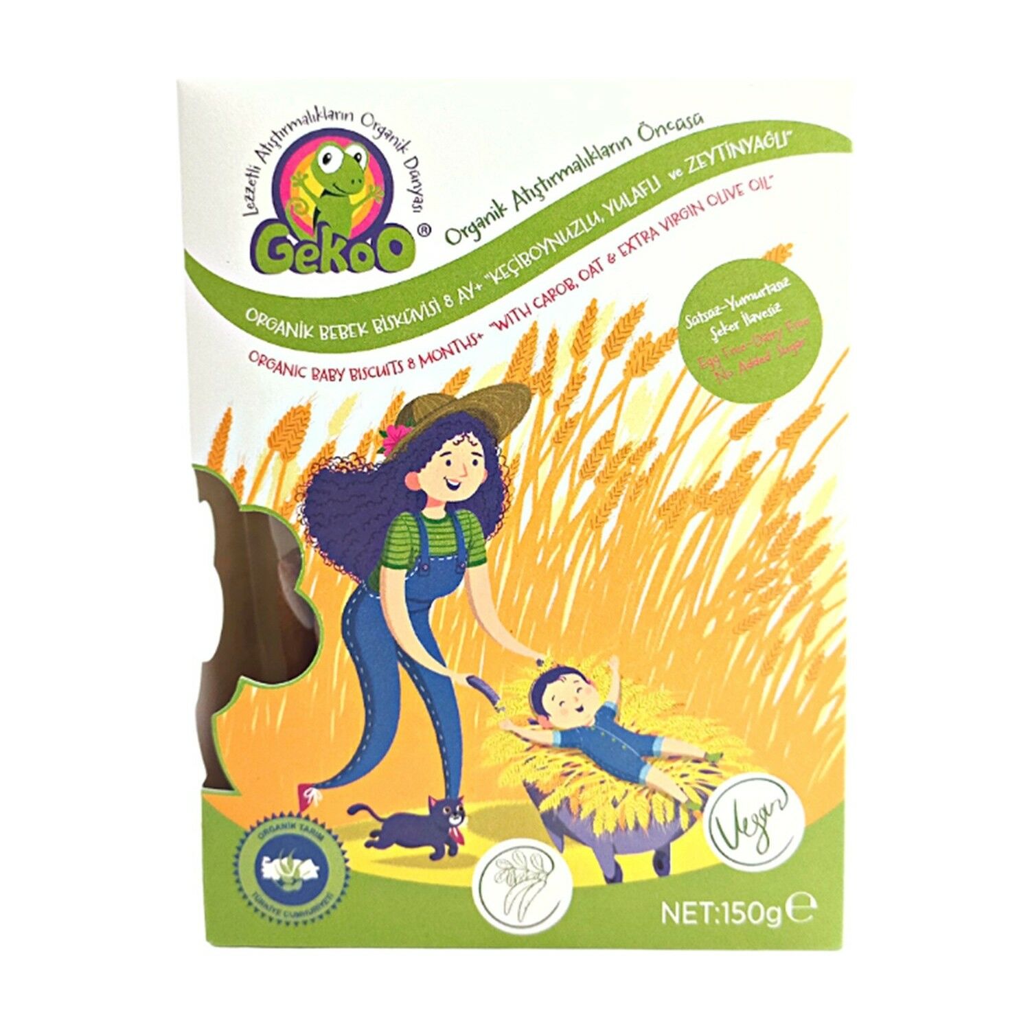 Gekoo Yulaflı Keçiboynuzlu Organik Bebek Bisküvisi 150 gr