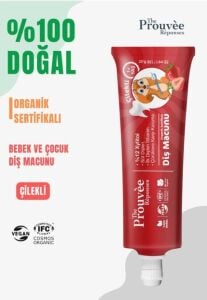 The Prouvee %100 Doğal Organik Çilekli Bebek ve Çocuk Florürsüz Diş Macunu 35 ml