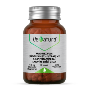 VeNatura Magnezyum (Bisglisinat+Sitrat) ve P5P (Vitamin B6) 60 Kapsül