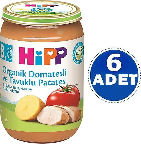 Hipp Kavanoz Maması Organik Domatesli ve Tavuklu Patates 220 gr - 12 Adet